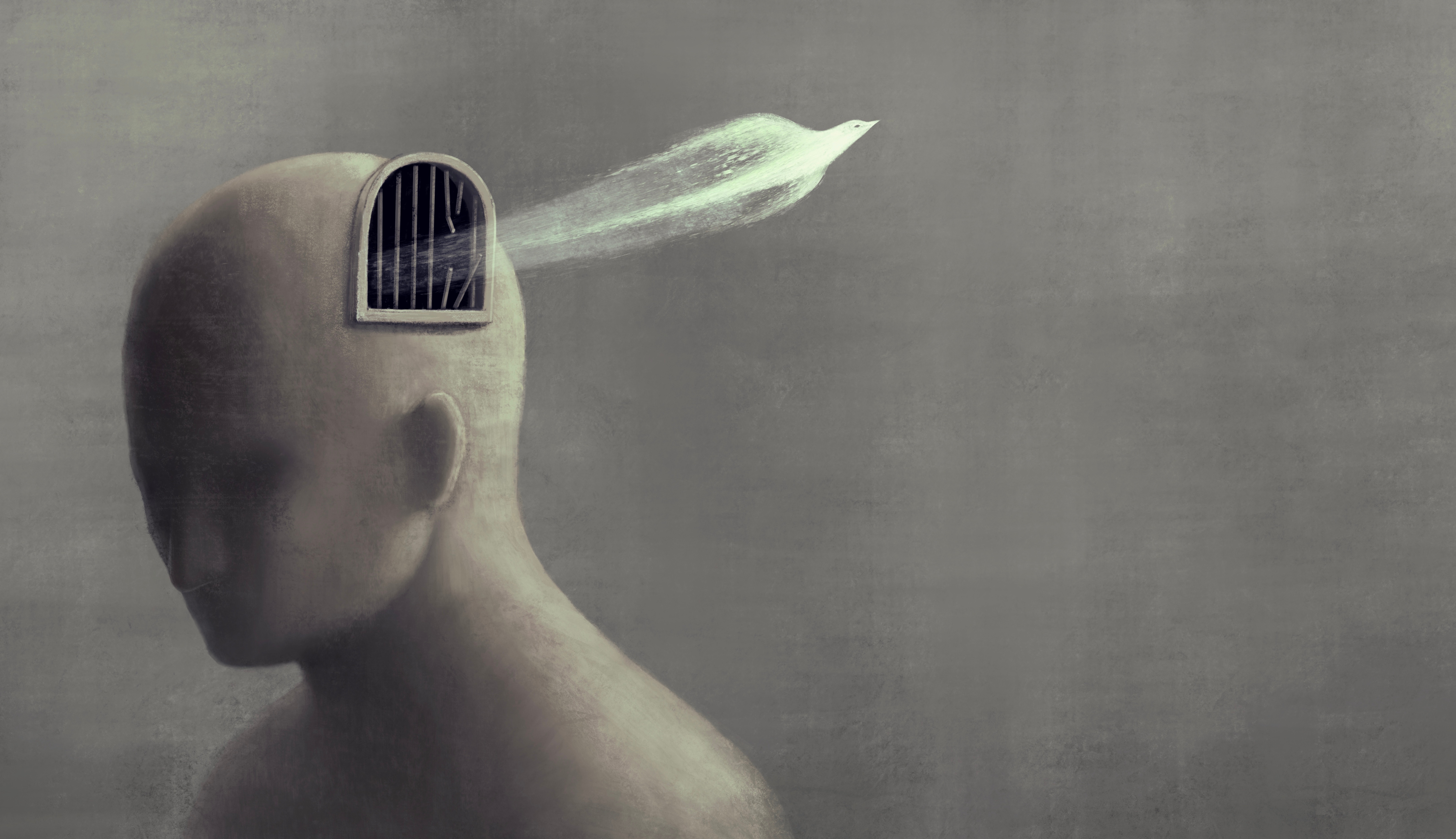Freedom of expression concept. surreal painting artwork , imagi Freedom of expression concept. surreal painting artwork , imagi